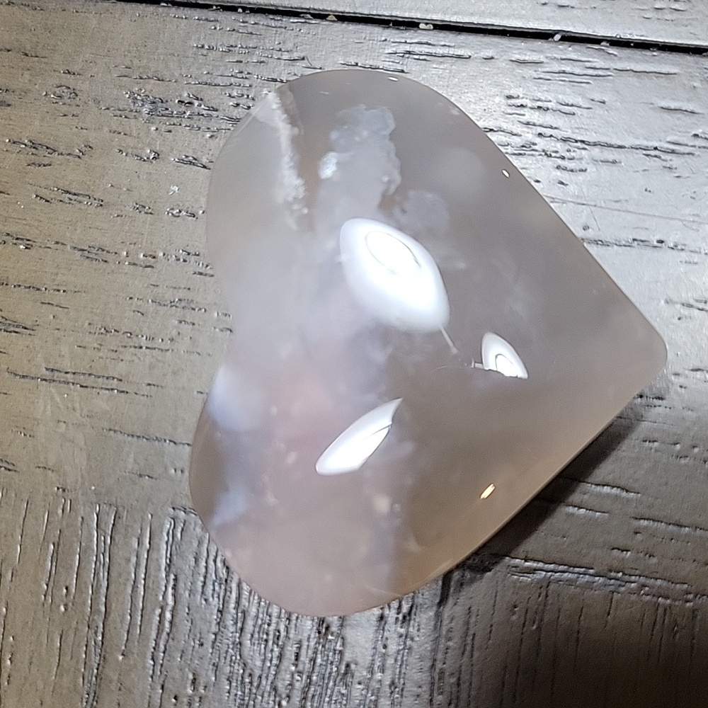 Polished Heart Stone - Flower Agate Crystal - Picture 3 of 7